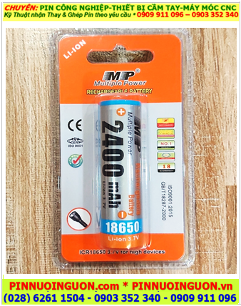 MP ICR18650-2400mAh, Pin sạc 18650 lithium 3.7v ICR18650-2400mAh (18x 65mm) chính hãng (Vỉ 1viên)